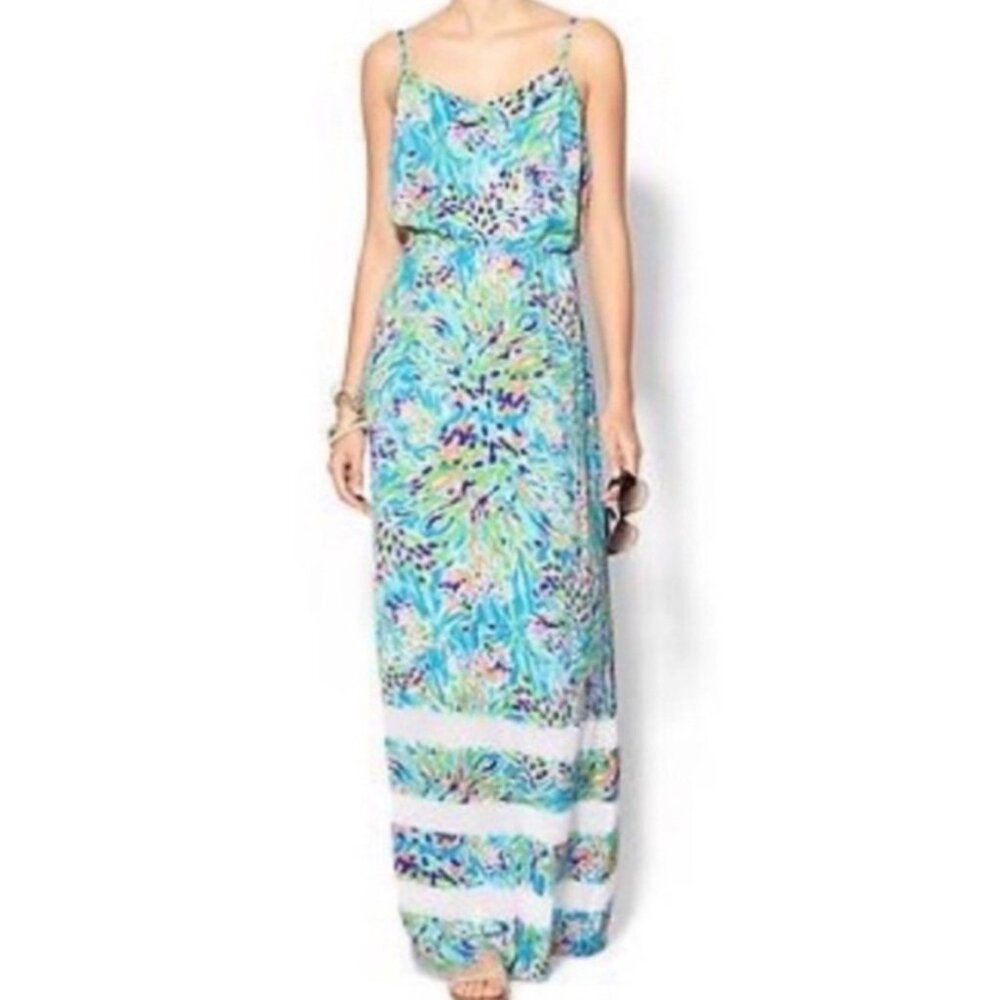 Lilly Pulitzer Sm Deanna Maxi Dress Sea Soiree Vacation Beach Island Resort Read